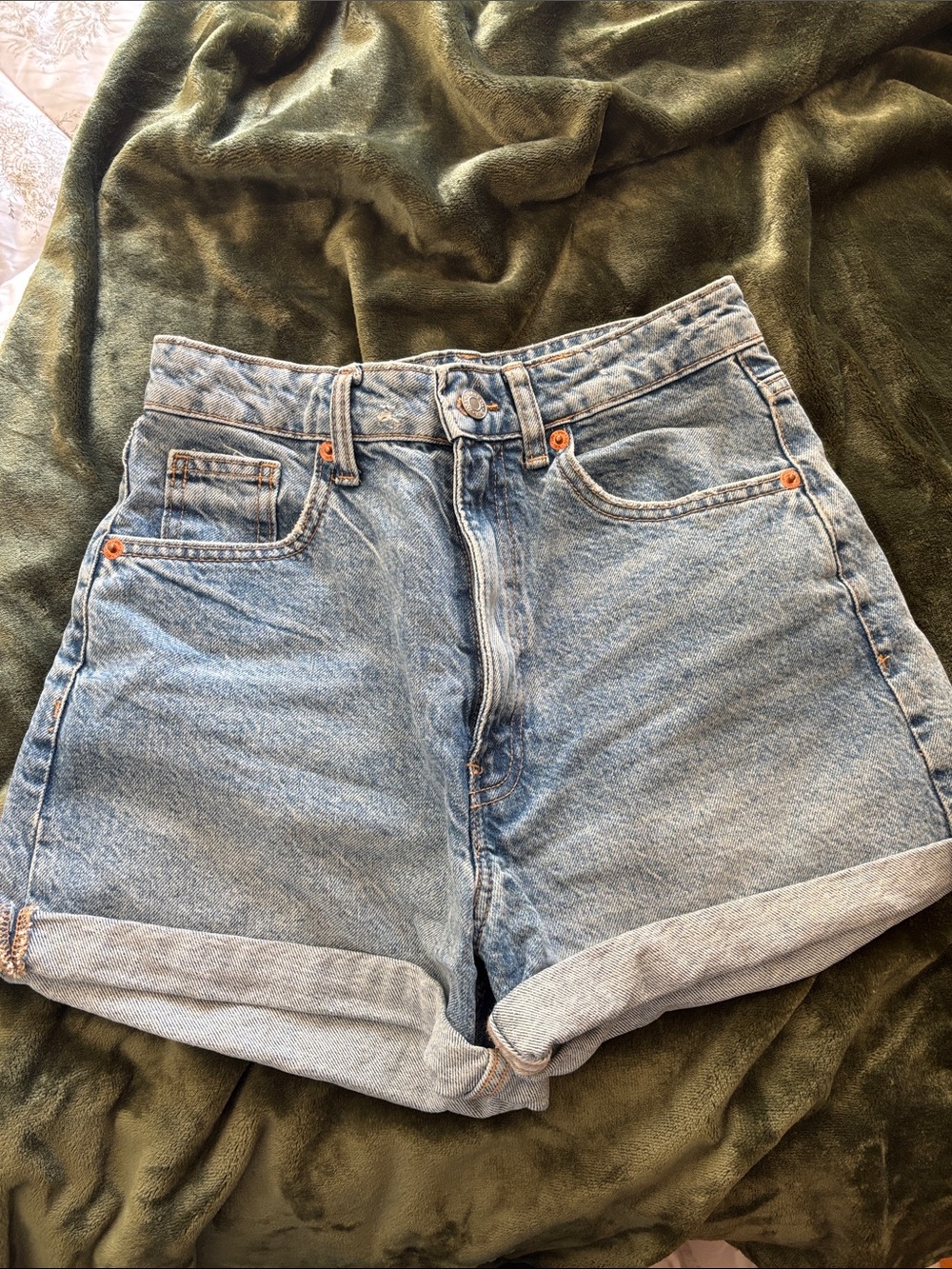Classic High-Rise Light Denim Shorts